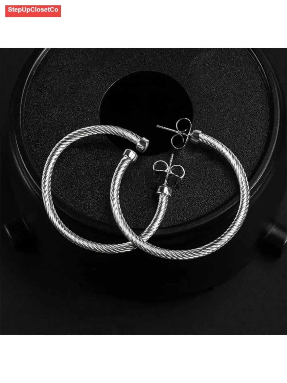 18K Gold-plated Half Hoop Earrings Twisted Cable Wire Hoop Earrings for Women
